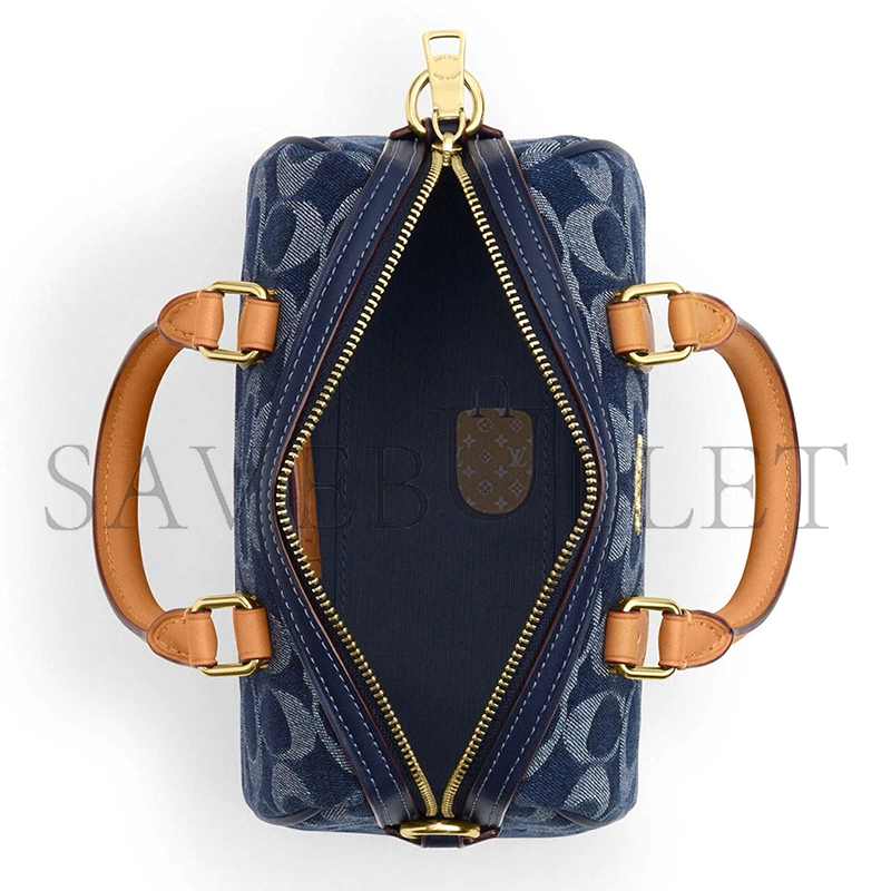 COACH MINI ROWAN CROSSBODY BAG IN SIGNATURE DENIM WITH CHERRY CHARM CY742 (18*12*10cm)